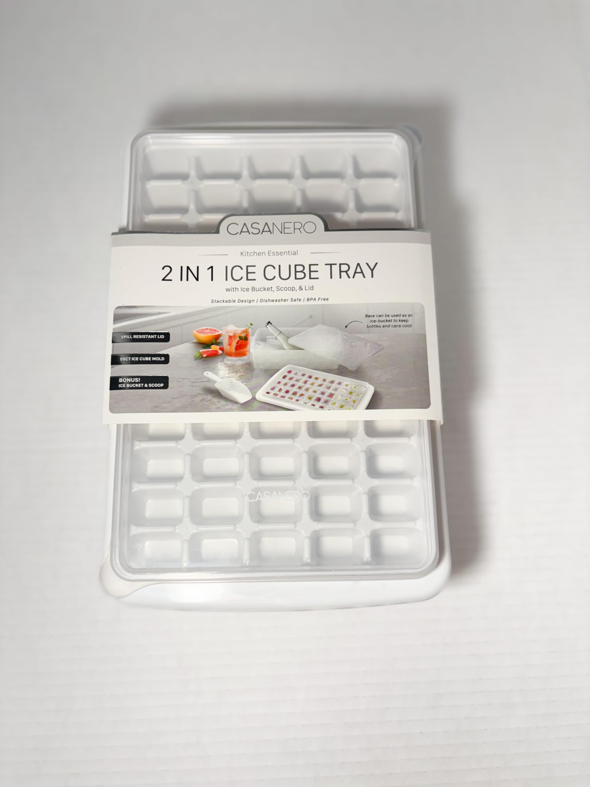 Amazon.com: 2 in 1 Ice Cube Tray with Ice Bucket, Scoop, & Lid